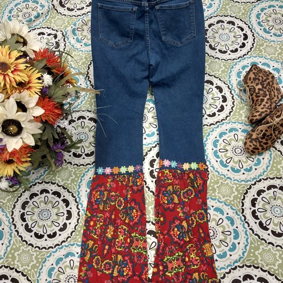 1016 Size 7j No Bo Upcycled Stretch Bell-Bottoms - Picture 4 of 6